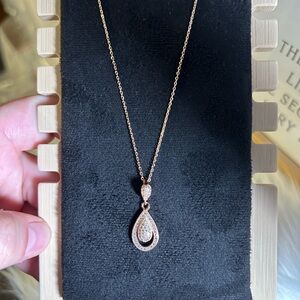 Luxury Sterling Silver 925 CZ  Necklace Silver Tone